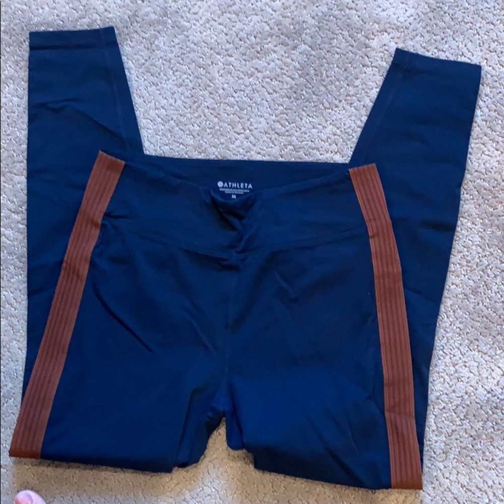 Athleta navy tight with stripe